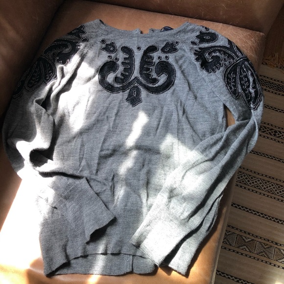 French Connection beaded embroidered sweater - Picture 1 of 8